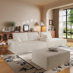108" U-Shape Modular Sectional Cloud Cream Couch with Ottoman, Deep Seat Couch with Oversized Chaise Lounge, Comfy Flannel Fabric Sofa for Living Room Bedroom Apartment