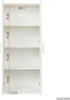 White Pantry Cabinet with 2 Doors and Adjustable Shelves, 70.87" Tall Kitchen Storage Cabinet, Freestanding Cupboard for Kitchen, Dining, Living, Bathroom and Laundry