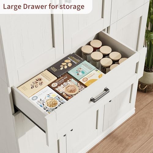 Garvee 70" Tall Kitchen Pantry Storage Cabinet,Modern Kitchen Hutch Cabinet | with Doors and Shelves, Freestanding Food Pantry with Large Storage Drawer for Dining Room and Household Organization