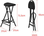 Black Adult Folding Stool with Handle and Foldable Pole Stool, 28 inch Folding Stool, Weighing 200 pounds, Foldable Heart-Shaped Folding Counter high Stool, Camping Kitchen Chair,