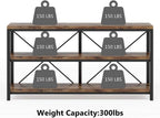 Tribesigns 55 Inches Long Sofa Table with Storage Shelves, 3 Tiers Industrial Rustic Console Table with Open Shelves, Three Decorative Shelf, Open TV Shelf for Living Room, Hallway, Book