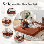 79" Convertible Sofa Bed, Couches for Living Room | Orange | Corduroy Futon Sofa Bed with Pocket Springs, Modular Sleeper Couch in a Box, No Assembly
