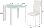 Gizoon 3 Piece Glass Dining Table Set, Kitchen Table and Chairs Set for 2 | PU Leather Modern Room Sets,Small Dining Table Sets,Space Saving Table and Chairs Set for Home, Kitchen,Living Room, White