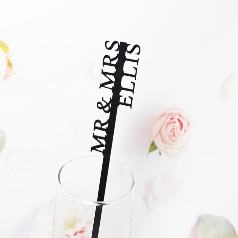 50pcs Personalized Laser Initial Drink Stir Stirrers, Initia Letter Tags, Custom Acrylic Cocktail Party Swizzle Sticks, Bar Cocktail Tags