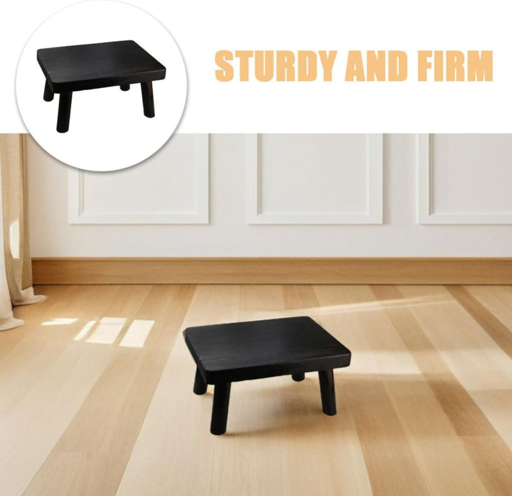 ibasenice Japanese Style Rectangular Wooden Low Table and Small Wood Stool Reliable Support and Compact Design for Floor and Bedroom Use