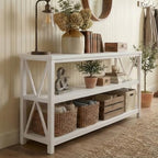 FATORRI Console Table for Entryway, Long Sofa Table with 3 Tier Shelves, Modern White Hallway Tables for Living Room (55 Inch, White Oak)