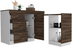 Grecia Kitchen Base Cabinet, 3 Drawers, 2 Shelves - White/Dark Walnut