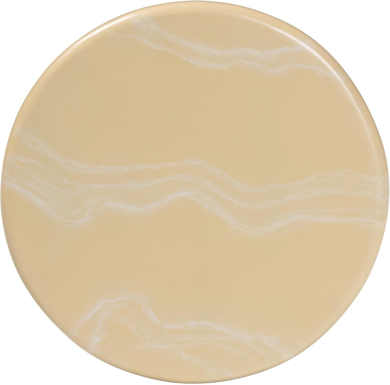 Bali & pari Aponi Marbled Resin End Table - Sculptural Side Table with Round Top and Pedestal Base, Modern Contemporary Statement Furniture, Cream