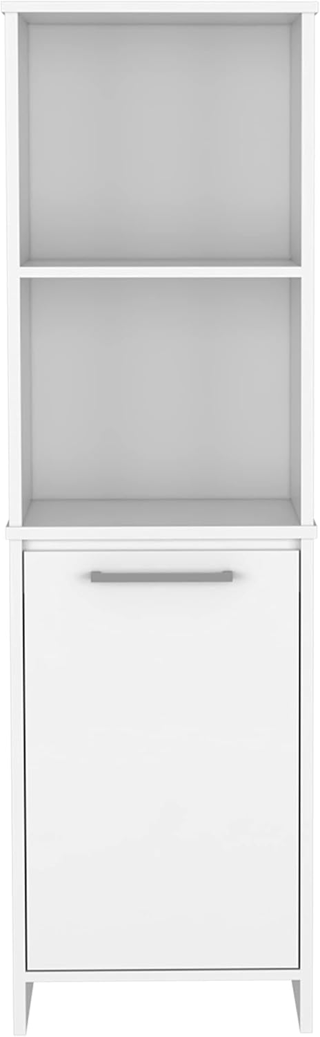 Eiffel Kitchen Pantry with Two External Shelves & Two Interior Storage, Single Door Cabinet, White