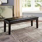 Signature Design by Ashley Haddigan 1-Piece Dining Bench, Faux Leather | Classic button tufted seat, Wood and engineered wood frame, 18.75 in seat height, 2-person capacity, Dark brown finish