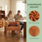 VESCASA Modern Barrel Dining Chairs Set of 4 with Open Back, Orange Velvet | Comfortable Upholstered Dining Room Chairs, Sturdy Solid Wood Legs, Accent Kitchen Armchairs for Living Room, Home, Apartment