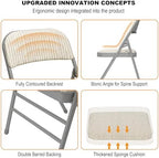 6 Pack Padded Folding Chairs with Fabric Cushion and Back, Oatmeal Stripe | Heavy Duty Foldable Dining Chair Set with Steel Frame Stackable Seat for Party Home Office Event Wedding Indoor Outdoor