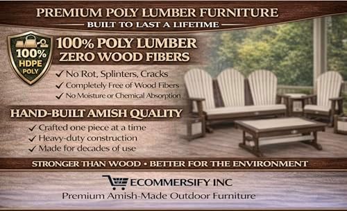 5 FT Purple Amish-Made Porch Glider – 1000 lb Heavy-Duty Poly Lumber wood Roll Back Glider – USA Crafted HDPE Outdoor Seating Furniture - Stainless Steel Hardware – Smooth, Quiet Glide - CupHolders