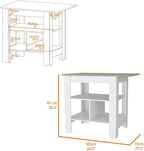 Modern Kitchen Island with Beige Top and Three Shelves | Three low open shelves for extra storage space