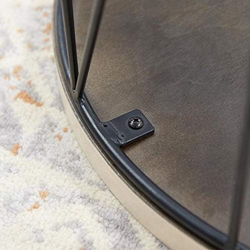 Telephone Table, Round Industrial Side Table,Telephone Table,Office Hallway Or Living Room,Wood Look with Metal Frame (Color:Wood,Size:17.7117.7121.65in)