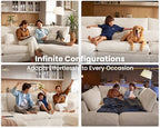 154" Oversize Corduroy Modular Sectional Sofa Couches for Living Room,White