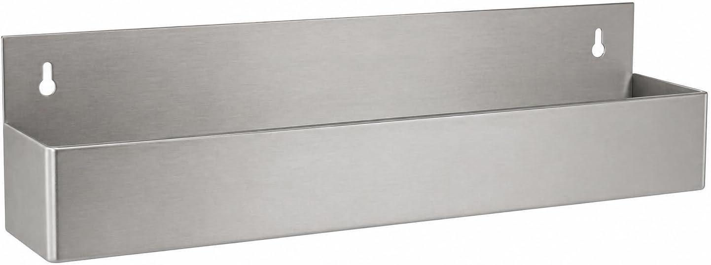 Stainless Steel Single Tier Speed Rail, 24 Inches, Silver, 21 Gauge, Bar Bottle Storage