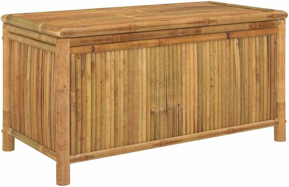 Bamboo Patio Storage Box 43.3x20.5x21.7 Inches | Durable Natural Material, Open Slats Ventilation, Indoor Outdoor Use, Storage Bench
