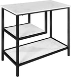 AT-VALY End Table Set of 2, 3-Tier Small End Table, Nightstand for Living Room, Bedroom, Office, Bathroom (Black)