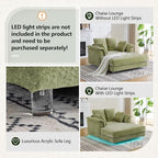 VINGLI Modern Floating Chaise Lounge Chair with Acrylic Legs, Upholstered Cushion Deep Seat Lounge Sofa with Iron-Wood KD Frame, Pillow Armrest, Accent Chair for Living Room, Play Room Apartment