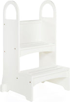 Guidecraft High-Rise Step-Up - White: Two Step Stool with Handles and Safety Non-Slip Treads and Anti-Tip Feet for Kids and Adults- Quality Learning Furniture