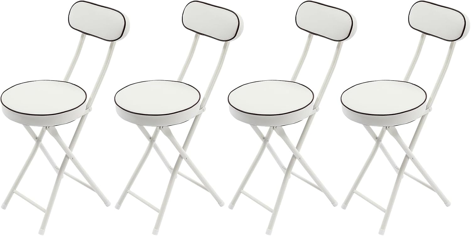 4 Pcs Folding Stool with Backrest Portable Cushioned Padded Folding Stool Foldable Bar Chair for Cafe Restaurant Bar Outdoor Camping Kitchen