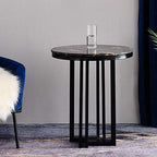 Telephone Table, Marble Sofa Side Table Nordic Luxury Round Coffee Table Telephone Table Bedroom Bedside Table Leisure Table 5062CM(Color:Silver)