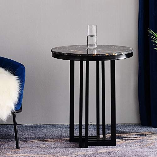 Telephone Table, Marble Sofa Side Table Nordic Luxury Round Coffee Table Telephone Table Bedroom Bedside Table Leisure Table 5062CM(Color:Silver)