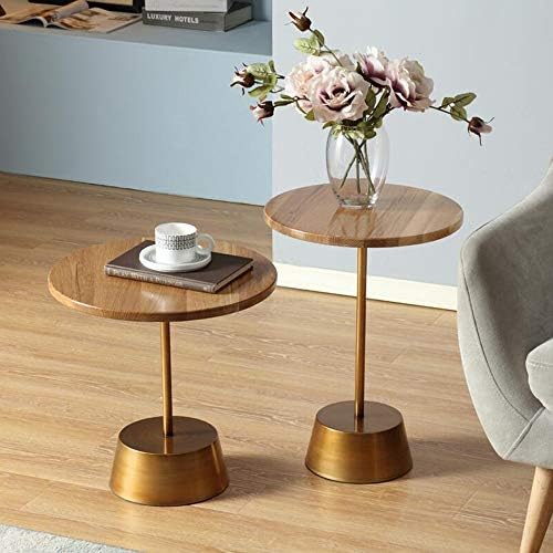 Telephone Table, Solid Wood Sofa Side Table Pedestal Tables Sofa & Console Tables Telephone Tables Round Living Room Side Table(Color:Wood Color,Size:15.7415.742