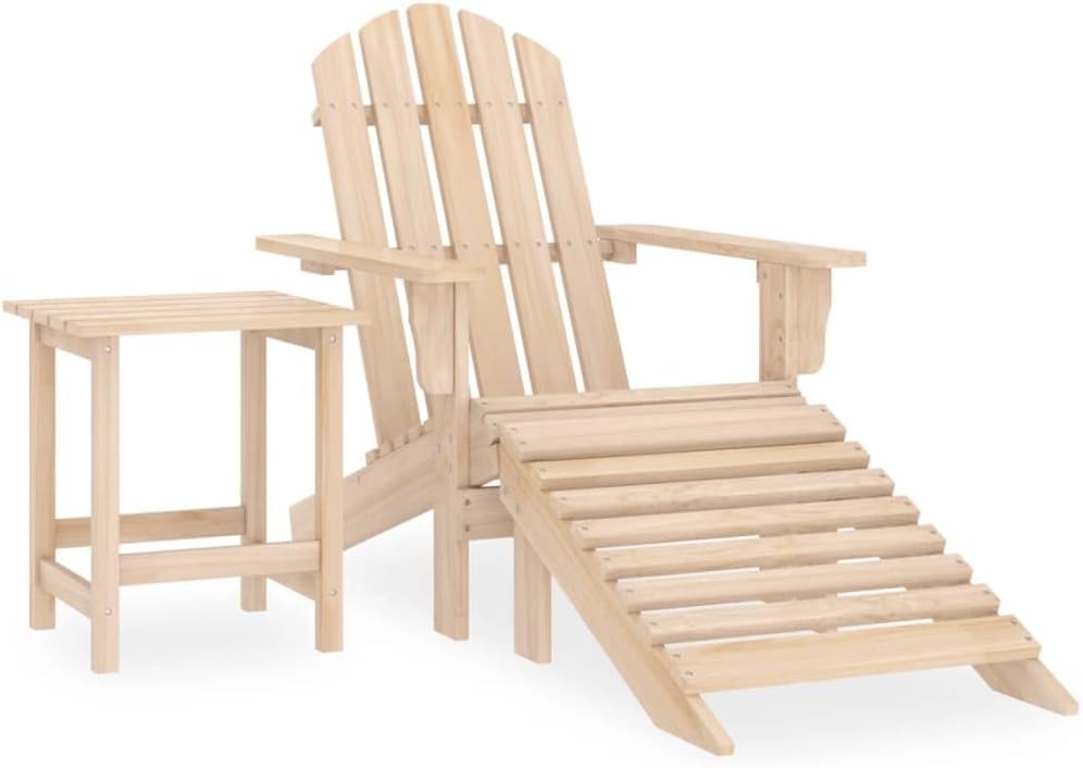 vidaXL Patio Chair, Outdoor Chair for Deck Yard Backyard, Dining Chair with Ottoman and Table, Patio Furniture, Modern Style, Solid Fir Wood