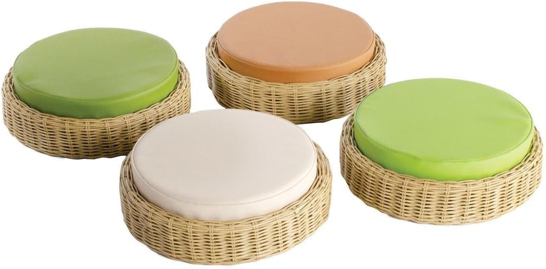 Kaplan Early Learning Washable Wicker Poufs - Set of 4