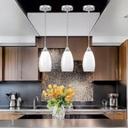 Mini Glass Pendant Light 4.72" with Handblown Milk White Marble Art Glass Hanging Light 1-Pack Oval Ceiling Hanging Light Fixture for Dining Room Kitchen Island Cafe Foyer Hallway