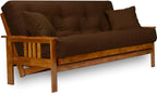 Nirvana Futons Stanford Futon Set - Full Size, Frame, 8" Mattress, Microfiber Sussex Fudge Cover