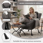 Modern Lazy Chair with Ottoman, Comfy Accent Reading Chair, Dark Grey