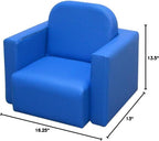2-in-1 Multifunctional Convertible Kids Table and Chair Set Blue Modern Contemporary Plastic Cushioned Seat