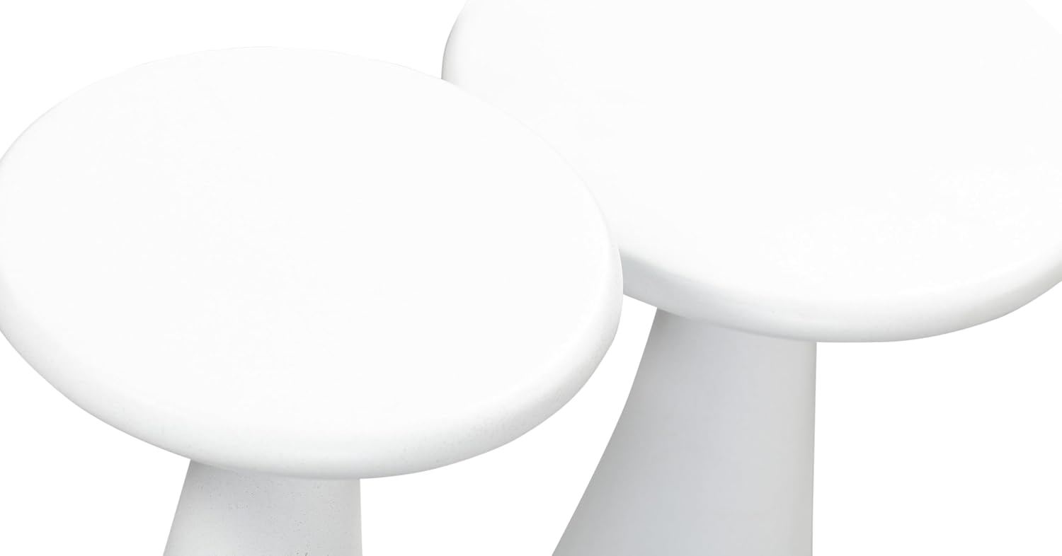 First of a Kind Set of 2 Side Table in White Concrete