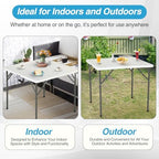 FDW | 34" Folding Table | White | Portable Plastic Table | with Carry Handle | Waterproof & Foldable Table Design | Steel Frame with Lock | for Events, Camping, Indoor & Outdoor Use
