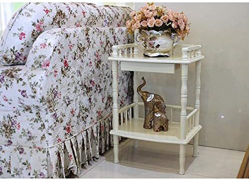 Telephone Table, European-Style Living Room Solid Wood Telephone Stand,Small Square Coffee Table,Sofa Side Table with Drawers,Side Table (Color:Stainless Steel)