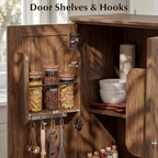 72.2" Tall Kitchen Pantry Cabinet with Doors, Farmhouse Storage Cabinet with Charging Station & LED Light, Drawer, Adjustable Shelves and Pull-Out Shelves, Walnut Wood Pantry Cupboard for Dining Room