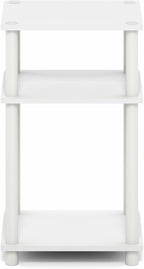 Furinno Turn-N-Tube 3-Tier Toolless Side Table, Narrow Printer Stand with Open Shelf, End Table, Night Stand, for Living Room, Bedroom, White