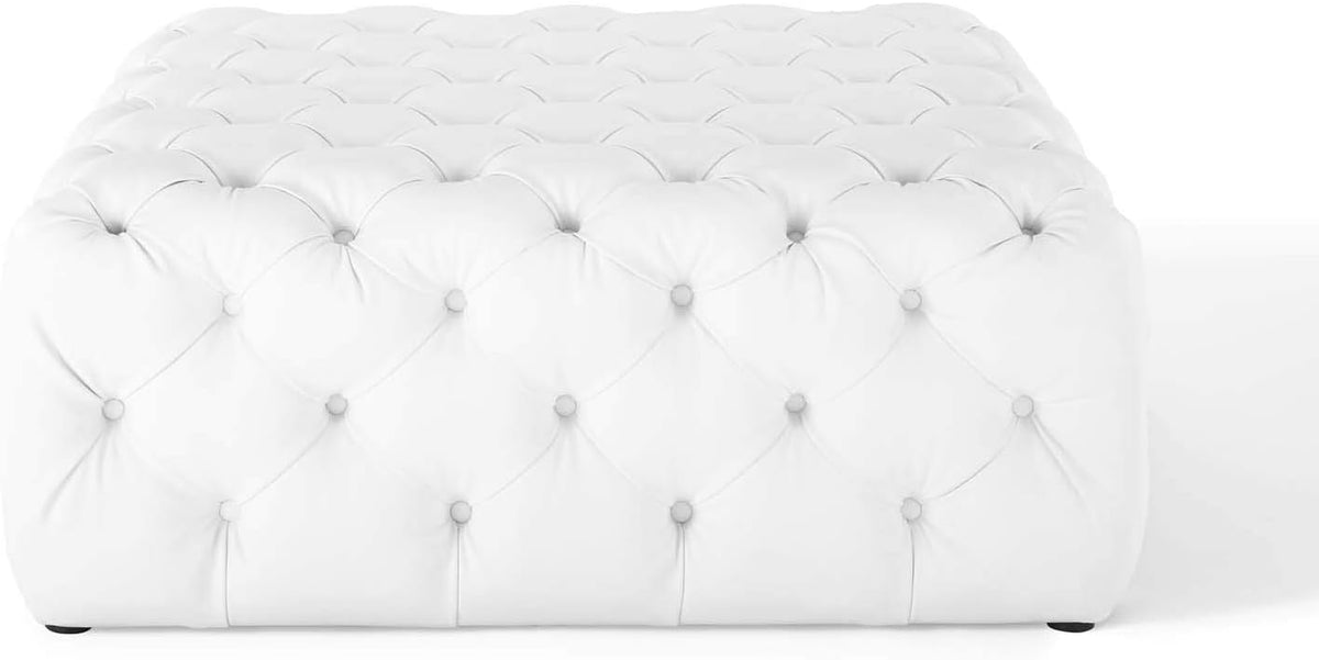 Modway EEI-3773-WHI Anthem Tufted Button Large Square Faux Leather Ottoman, White
