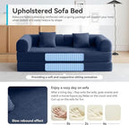 79" Convertible Sofa Bed, Couch for Small Living Room | Corduroy Loveseat Sleeper Sofa, Modular Futon Couch with 2 pillow, Pull Out Couch No Assembly (Navy Blue)