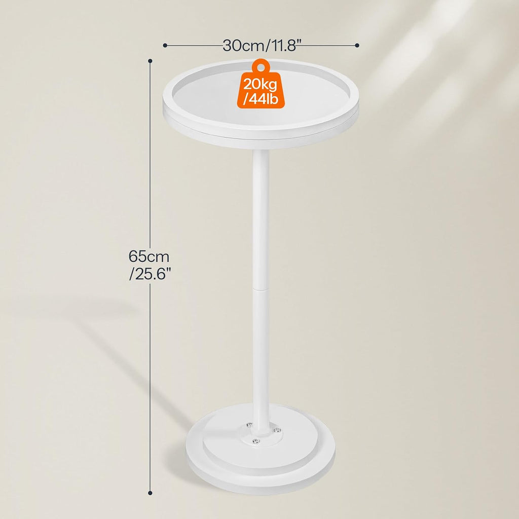 HOOBRO Small Round Side Table, Drink Table, Coffee Martini Table with Pedestal Accent for Small Spaces in Living Room, Bedroom, Sofa Couch, White WW168BZ01