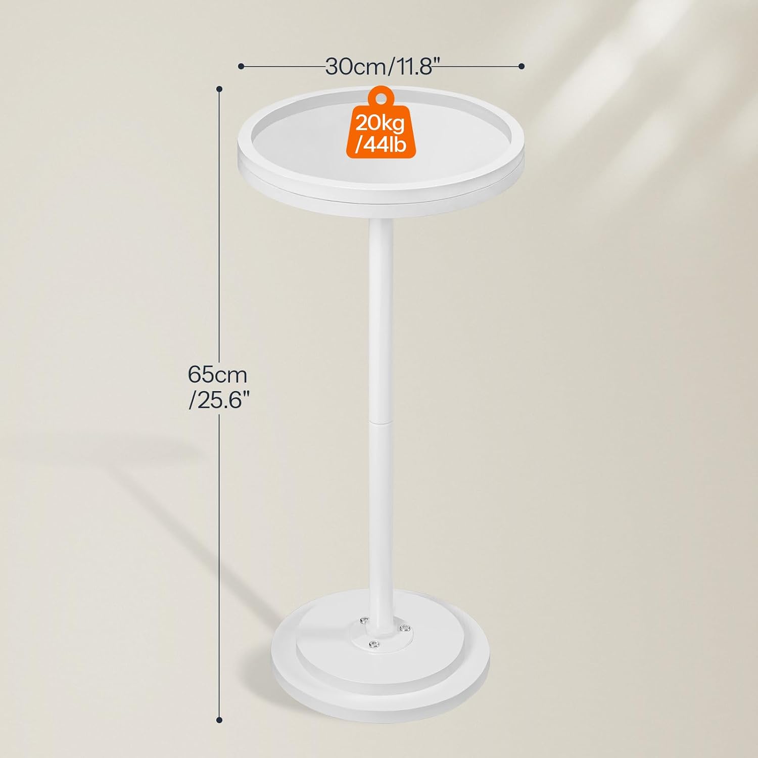 HOOBRO Small Round Side Table, Drink Table, Coffee Martini Table with Pedestal Accent for Small Spaces in Living Room, Bedroom, Sofa Couch, White WW168BZ01