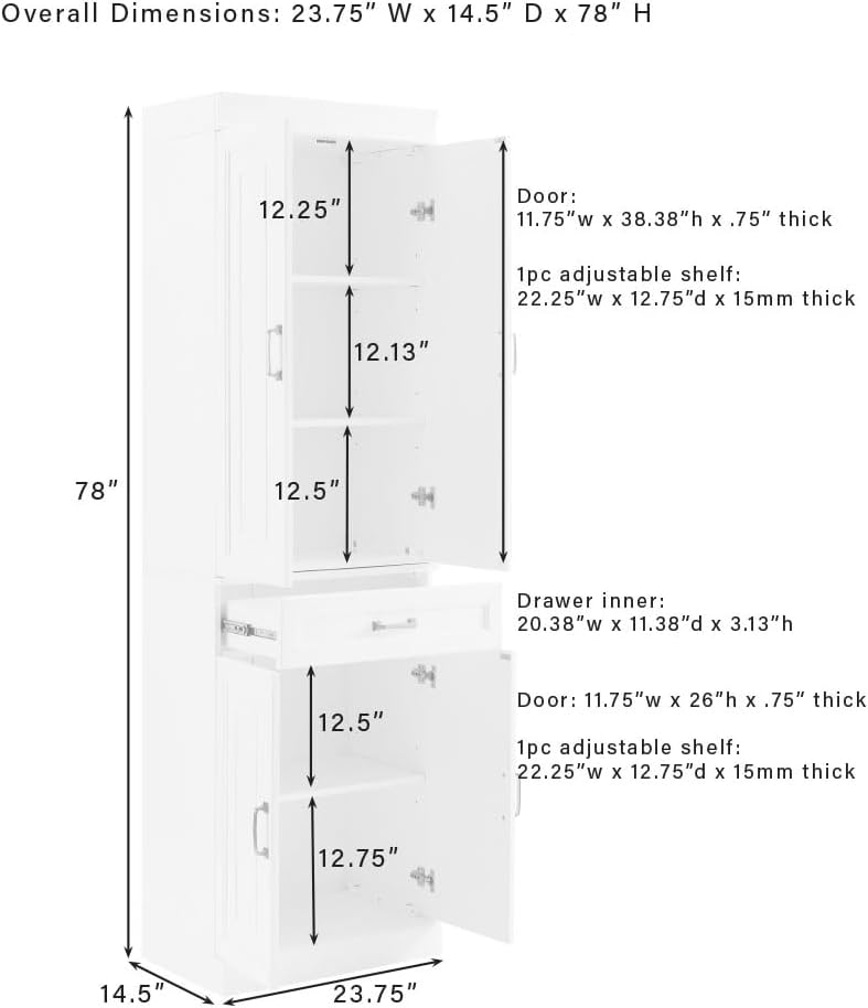 Crosley Furniture Stanton Pantry Storage Cabinet with Shelves, Kitchen, Dining, or Laundry Room, Coffee