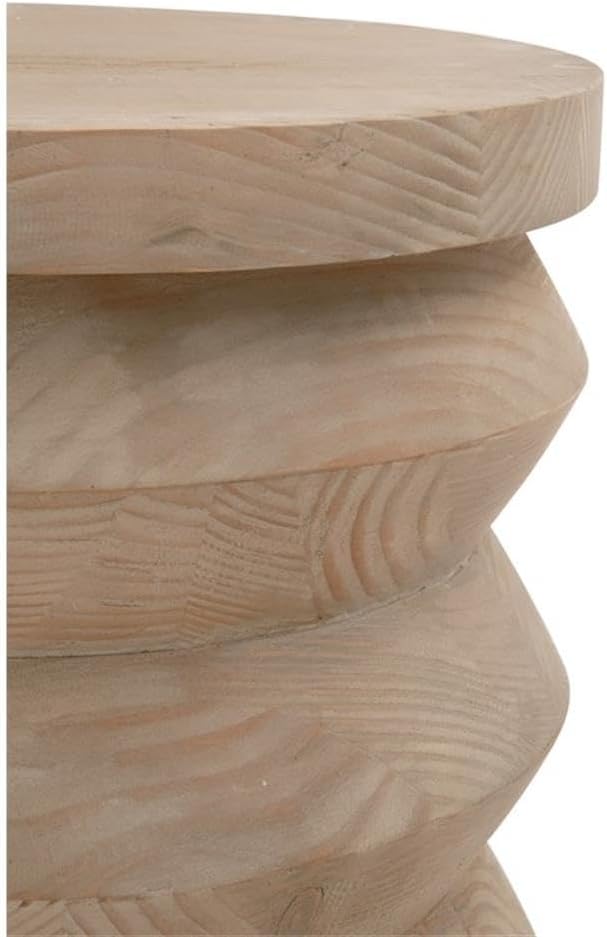 Pemberly Row Modern Transitional Accent Table, Smoke Gray Finish, Solid Reclaimed Pine Wood, Cylindrical Design, Compact 19.25"H x 16.5"W x 16.5"D, Ideal for Small Spaces and Versatile Decor Styles