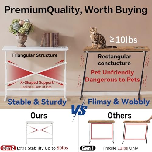 78.8inch Adjustable Height Narrow Sofa Side Table with 2 Power Outlets, Couch Behind Table for Small Space, Hallway, Entryway, Bedside, Bedroom, Stable, Easy to Assemble & Clean