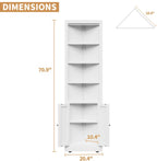 Metal Pantry Storage Cabinet with 4 Adjustable Shelves, 71" Tall Corner Cabinet for Bathroom, Corner Shelf Cabinet for Kitchen, Dining Room, Living Room, Assembly Required(White)