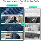 LINSY HOME Sectional Couches for Living Room, 81" L Shape 3 Seats, Blue | Sleeper sofa with pull out couch bed, corduroy couch with storage