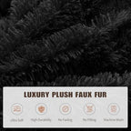 Bean Bag Cover (No Filler), Soft Faux Fur Stuffed Animal Bean Bag Storage, Fluffy Plush Bean Bag Chair Cover Washable, Comfy Bean Bag Covers for Adults Kids Teens, 38"x40" Black